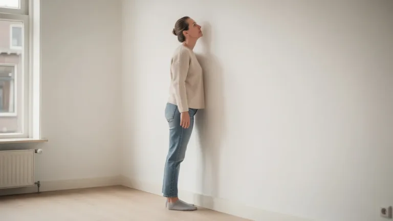 Geen dure fysiotherapie, deze muuroefening maakt je houding merkbaar rechter